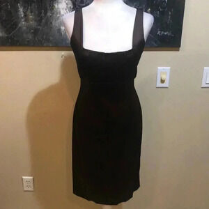 Brown Sleeveless Dress with Square Pleated Neckline